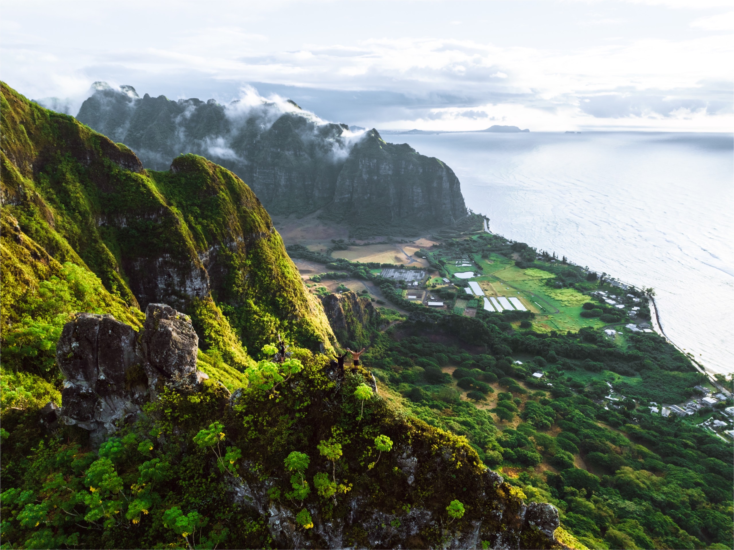 Aerial view of the Hawaiian coastline